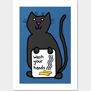 Cute Cats say Wash Your Hands Sign Posters and Art